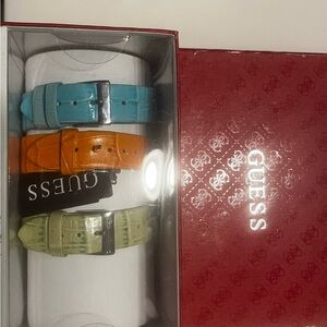 Guess Blue and Orange Leather Watch Straps
